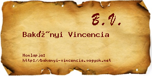 Bakányi Vincencia névjegykártya