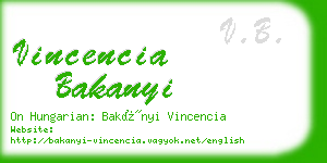 vincencia bakanyi business card
